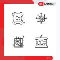 Line Pack of 4 Universal Symbols of flour patrick food dart saint Editable Vector Design Elements