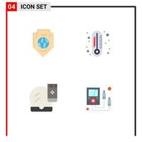 4 Universal Flat Icon Signs Symbols of access face compact globe degree makeover Editable Vector Design Elements