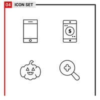 4 General Icons for website design print and mobile apps 4 Outline Symbols Signs Isolated on White Background 4 Icon Pack vector