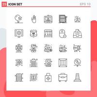 Pack of 25 creative Lines of candle webpage blue web internet Editable Vector Design Elements