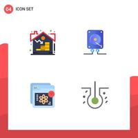 Group of 4 Modern Flat Icons Set for estate e asset computing learning Editable Vector Design Elements