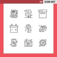 Universal Icon Symbols Group of 9 Modern Outlines of emergency seo party search quest Editable Vector Design Elements