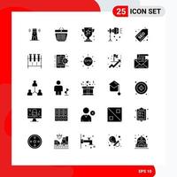 Pack of 25 Modern Solid Glyphs Signs and Symbols for Web Print Media such as studio light lightning award light sport Editable Vector Design Elements