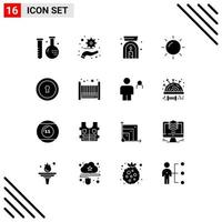 16 Universal Solid Glyphs Set for Web and Mobile Applications baby private aroma spa lamp keyhole rise Editable Vector Design Elements