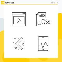 Collection of 4 Universal Line Icons Icon Set for Web and Mobile vector