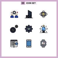 Universal Icon Symbols Group of 9 Modern Filledline Flat Colors of email communication security winter tires Editable Vector Design Elements