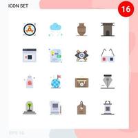 Universal Icon Symbols Group of 16 Modern Flat Colors of internet historic amphora column arch Editable Pack of Creative Vector Design Elements