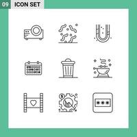 9 iconos creativos, signos y símbolos modernos del medio ambiente, año, mes mecánico, calendario, elementos de diseño vectorial editables vector