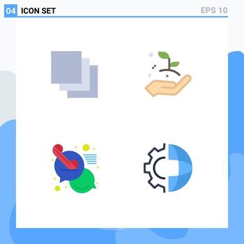Flat Icon Pack of 4 Universal Symbols of cascade message business startup leaf development Editable Vector Design Elements