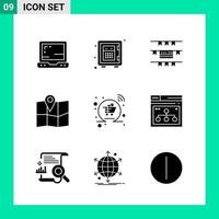 Pack of 9 Solid Style Icon Set Glyph Symbols for print Creative Signs Isolated on White Background 9 Icon Set vector