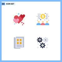 Universal Icon Symbols Group of 4 Modern Flat Icons of heart news paper care economist notebook Editable Vector Design Elements