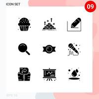 Stock Vector Icon Pack of 9 Line Signs and Symbols for bonbon search money expanded text Editable Vector Design Elements