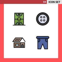 Group of 4 Modern Filledline Flat Colors Set for ball build game sewing home Editable Vector Design Elements