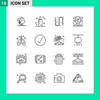 Set of 16 Vector Outlines on Grid for cancer plant fashion paper message Editable Vector Design Elements