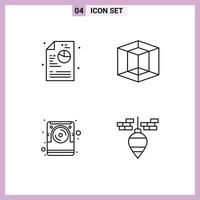 Editable Vector Line Pack of 4 Simple Filledline Flat Colors of creative electronic design computer bob Editable Vector Design Elements
