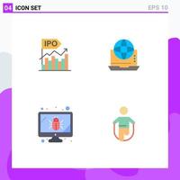 Flat Icon Pack of 4 Universal Symbols of ipo connection modern internet online Editable Vector Design Elements