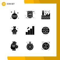 9 Icon Set Solid Style Icon Pack Glyph Symbols isolated on White Backgound for Responsive Website Designing vector