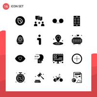 Pack of 16 Universal Glyph Icons for Print Media on White Background vector