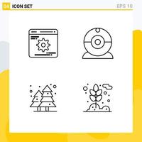 User Interface Pack of 4 Basic Filledline Flat Colors of cogwheels cityscape optimization devices agriculture Editable Vector Design Elements