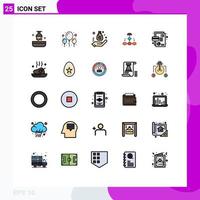 Set of 25 Modern UI Icons Symbols Signs for structure data architecture budget business flowchart Editable Vector Design Elements