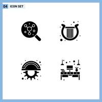 Set of 4 Modern UI Icons Symbols Signs for search cutter science irish gear Editable Vector Design Elements