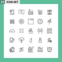 paquete de iconos de vector de stock de 25 signos y símbolos de línea para caja de regalo botella equipaje de viaje elementos de diseño de vector editables