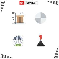 Group of 4 Flat Icons Signs and Symbols for box process packaging pill car Editable Vector Design Elements