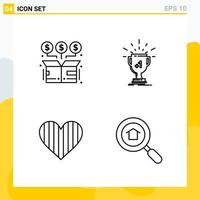 Collection of 4 Universal Line Icons Icon Set for Web and Mobile vector