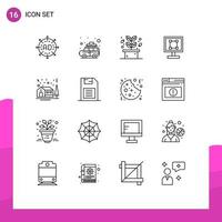 16 User Interface Outline Pack of modern Signs and Symbols of application design bus graphics spa Editable Vector Design Elements