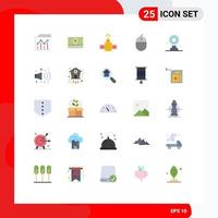 Flat Color Pack of 25 Universal Symbols of aim board hardware dollar gadget computers Editable Vector Design Elements