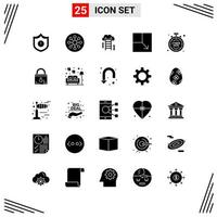 25 Icons Solid Style Grid Based Creative Glyph Symbols for Website Design Simple Solid Icon Signs Isolated on White Background 25 Icon Set vector