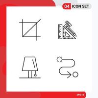 Stock Vector Icon Pack of 4 Line Signs and Symbols for crop clip tool pencil interior Editable Vector Design Elements