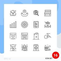 Modern Set of 16 Outlines and symbols such as analytic payment box debit card Editable Vector Design Elements