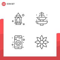 Pack of 4 Universal Outline Icons for Print Media on White Background vector