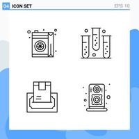 Modern 4 Line style icons Outline Symbols for general use Creative Line Icon Sign Isolated on White Background 4 Icons Pack vector