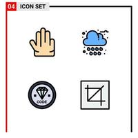 Pictogram Set of 4 Simple Filledline Flat Colors of fingers develop autumn weather programming Editable Vector Design Elements