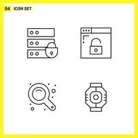 4 Icon Set Simple Line Symbols Outline Sign on White Background for Website Design Mobile Applications and Print Media vector