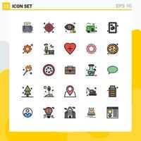 Set of 25 Modern UI Icons Symbols Signs for beef camping cyber camp bus Editable Vector Design Elements