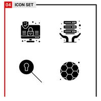 4 General Icons for website design print and mobile apps 4 Glyph Symbols Signs Isolated on White Background 4 Icon Pack vector