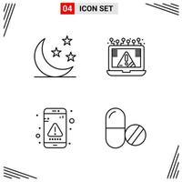 4 Icons Line Style Grid Based Creative Outline Symbols for Website Design Simple Line Icon Signs Isolated on White Background 4 Icon Set vector