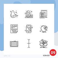 Set of 9 Vector Outlines on Grid for report page document low attachment Editable Vector Design Elements