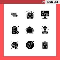 Stock Vector Icon Pack of 9 Line Signs and Symbols for tasks checklist packaging money setting Editable Vector Design Elements