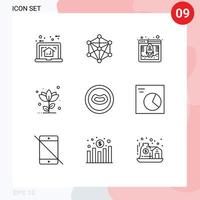 9 Creative Icons Modern Signs and Symbols of rose flower machine floral web hosting Editable Vector Design Elements