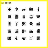 Pictogram Set of 25 Simple Solid Glyphs of people real landscape map estate Editable Vector Design Elements