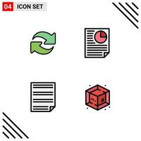 4 Thematic Vector Filledline Flat Colors and Editable Symbols of refresh document repeat page page Editable Vector Design Elements