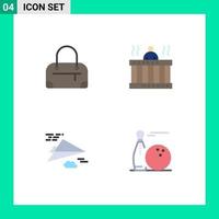Modern Set of 4 Flat Icons and symbols such as bag paper massage springs ball Editable Vector Design Elements