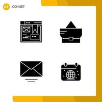 4 Icon Set Solid Style Icon Pack Glyph Symbols isolated on White Backgound for Responsive Website Designing vector