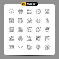 Pack of 25 creative Lines of bean play learning interface router Editable Vector Design Elements