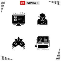 4 Icons Solid Style Grid Based Creative Glyph Symbols for Website Design Simple Solid Icon Signs Isolated on White Background 4 Icon Set vector