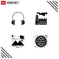 Pixle Perfect Set of 4 Solid Icons Glyph Icon Set for Webite Designing and Mobile Applications Interface vector